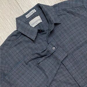 Vtg l’uomo Sergio Valente Mens M Gray Geometric Long Sleeve Button Up Casual